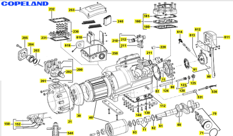 20 - SERVICES - Maintenance05 EUP Vue éclatée compresseur Copeland Discus 4MI1-30X